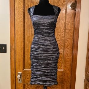 Nicole Miller Blue Ruched Sequin Cocktail Dress